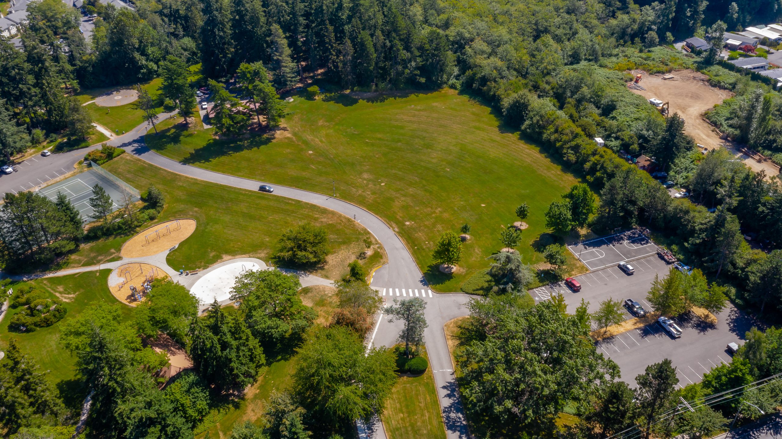 Aerial view of Fairhaven Park in Bellingham, WA